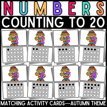 Autumn Scarecrow Number Matching Cards | Ten & Twenty Frames 0–20