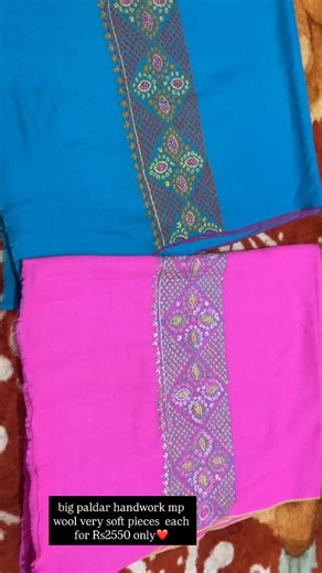 Pride by Mariya Reshi n Saood Wani on Instagram: "big paldar handwork mp wool very soft pieces each for Rs2550 only❤️"