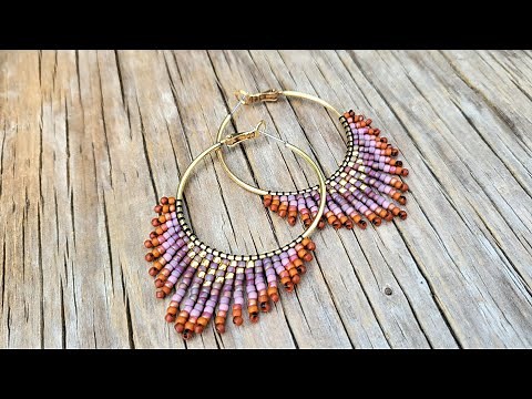 HOOPS • How to Make Beginner Seed Bead Fringe Hoop Earrings