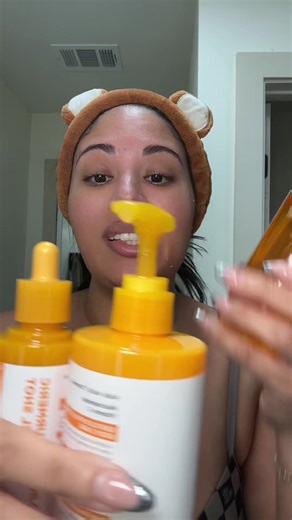 this exfoliates the dead dark skin off your body and then lightens and replenishes it with this brightening products 🥹✨💛 @medicube global #medicube #kojicacidturmericpeelshot #darkspots #hyperpigmentation #tiktokshopjumpstartsale