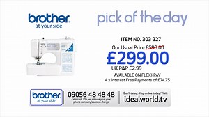 Ideal World & Brother bring you an amazing Pick of the Day. Get the Brother FS130 QC Quilting Machine for just £299 that's HALF PRICE why not spread the cost with our interest free flexi pay http://bit.ly/2swFygy | Ideal World