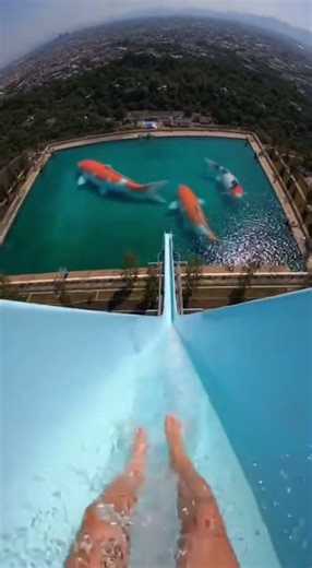 outdoor waterslide pool full of cat fish? #funny #memes