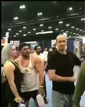 Skinny guy bumping into bodybuilders prank