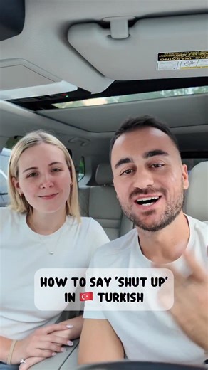 Mesut and Megan on Instagram: "How many ways can you say shut up in 🇹🇷 Turkish? 👀😅 Warning: after this video, you’ll know too many ways to silence people in Turkish 😅 . . . . . #turkish #türkiye #türkçe #english #ingilizce #learnturkish #learnenglish #turco #turkei #fyp #turkey #couple"