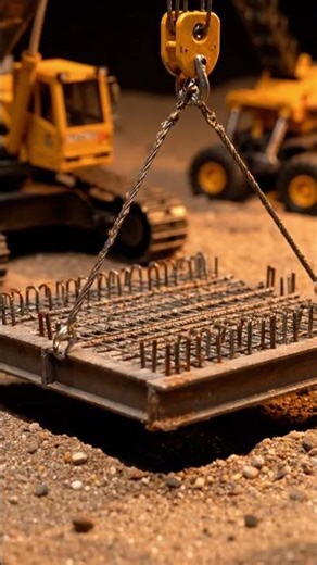 Mini Tower Construction: Foundations and steel work in a sandbox. | RC Excavator & Concrete ASMR #ai