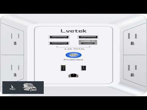 5 Outlet Extender Multi Plug Wall Outlets with 4 USB Charging Ports