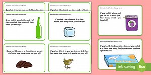 KS1 Subtraction Word Problems within 20 Challenge Cards