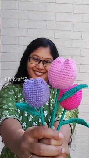 Crochet Tulip Flower Easy DIY Bouquet Gift Tutorial