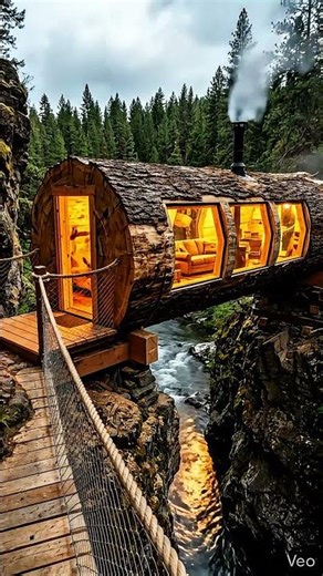 Sleeping Over a Waterfall? Inside the Floating Log Bridge House.!