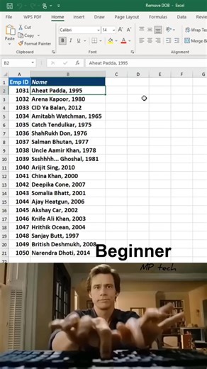 How to remove DOB in excel 😱 #excel #office #spreadsheet