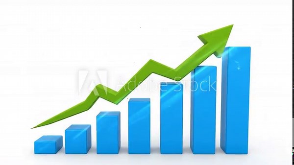 Rising bar graph a series of blue rectangular solids increase in height