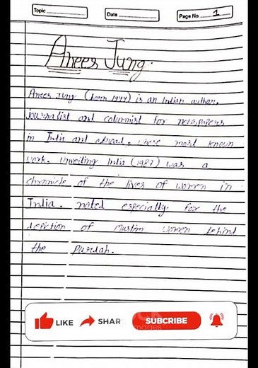 12th class english project file (Anees jung) Biography