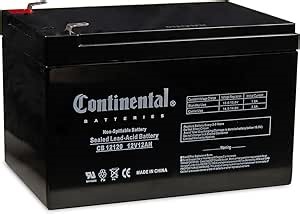 Continental Battery CB 12120 F2 12V 12Ah Sealed Rechargeable AGM Battery, T2/F2 Terminals Electric Fence Generator Deep Cycle