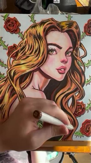 I drew Poison Ivy. #art #fyp #artistsoftiktok #drawing #traditionalart | draw