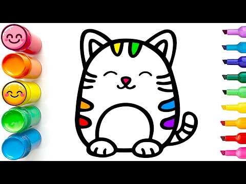 Drawing and Coloring a Chubby Cute Cat | Easy Step by Step Tutorial for Beginners