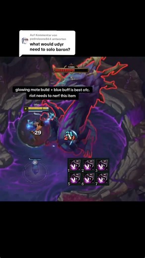 glowing mote on udyr best item to solo baron #lol