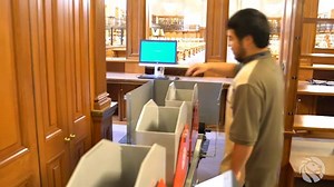 How do books get from our Milstein Research Stacks up to researchers in the Rose Main Reading Room? Watch and see! | NYPL The New York Public Library