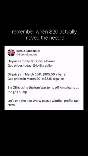 RISING OIL PRICES ARE PUTTING PRESSURE ON AMERICAN HOUSEHOLDS. A post attributed to Senator Bernie Sanders compares current oil prices with those seen in March 2011, when crude oil reportedly traded at a similar level while gasoline prices were lower. The comparison raises a key question: why can similar crude oil prices lead to different costs at the pump? Crude oil is only one factor affecting gasoline prices. Refining expenses, seasonal fuel requirements, transportation, taxes, supply disrupt