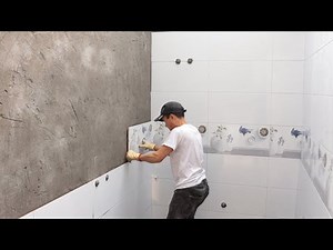 How To Tiles Bathroom | Cut Tiles Around Pipes | Handle The Brick Edges