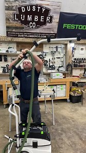 Anytime you can keep hoses and cords off the ground its a win. The @Festool vacuum boom arm helps keep things clean and organized and prevents trips and snags. | The Dusty Lumber Co.
