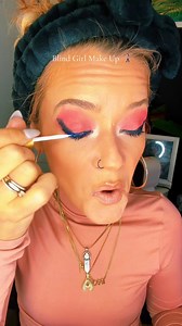 Blind Girl Make Up 👩🏻‍🦯 VD: Blind girl does her make up using pink & burgundy eyeshadow with a thick black eyeliner and false lashes. #Blind #BlindMakeUp #MakeUp #AbilityMom #VisuallyImpaired #LHON #DisabledMakeUp | Ability Mom