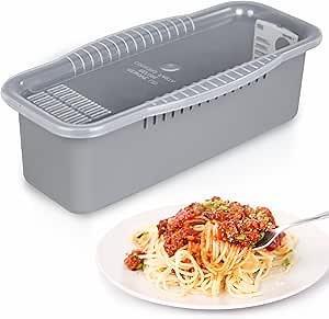 Microwave Pasta Spaghetti Cooker Pot with Strainer Lid,Pasta Cooker in Microwave with Water Level and Spaghetti Portion Measuring Device,Dormitory Office Apartment Kitchen Essentials