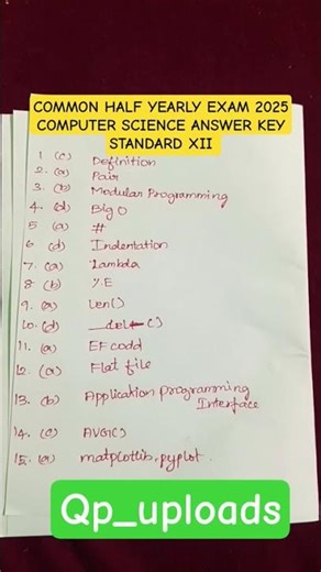 12th computer science half yearly one marks answer key 2025 kancheepuram district #12thcs
