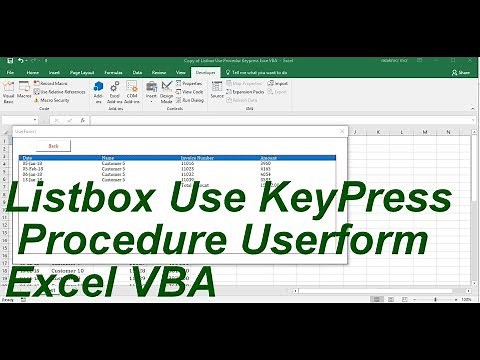 Listbox Use KeyPress procedure Userform Excel VBA
