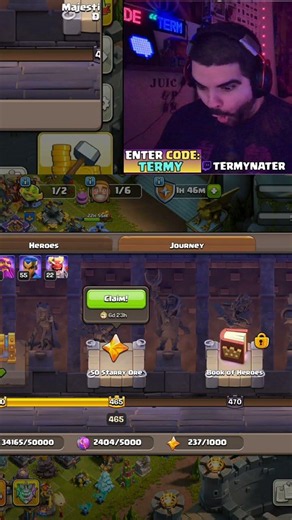 50 STARRY ORE FOR FREE IN THE HERO JOURNEY!❤️(Clash Of Clans)