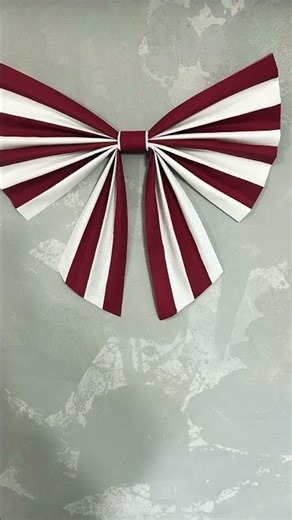 Handmade Christmas Bow Decoration 50 cm | Red & White Stripe Front Door Bow | Gift & Event Decor