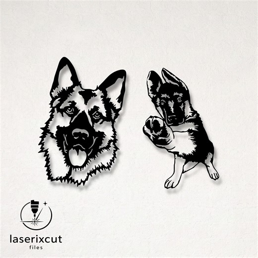 German Shepherd Dog Silhouette Vector Design – Instant Download, Laser Cut and Cricut Compatible, Metal - Wall Decor SVG, DXF, Cdr, Ai, Pdf - Etsy