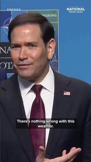 Rubio jokes with reporters about Sweden's weather, compares it to mosquito-filled Miami