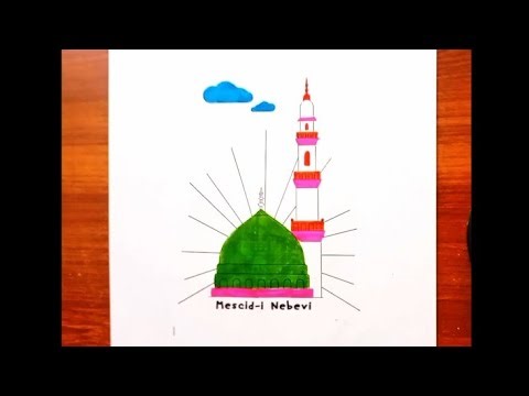 How to draw mosque drawing || easy mosque drawing || step by step mosque drawing #mosquedrawing