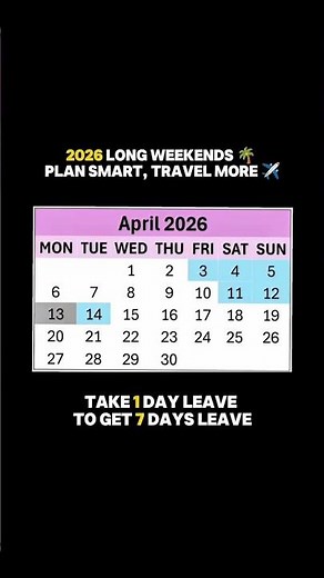2026 Long Weekends 📅 | Plan Smart & Travel More ✈️ | Full Year Calendar Breakdown #2026LongWeekends