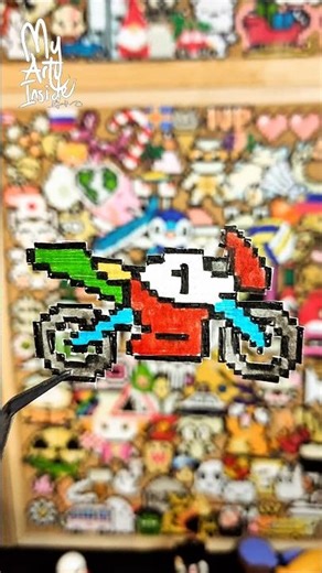High Horsepower Racing Motorcycle Pixel Art 🏍️ | Step-by-Step Drawing on Paper #Shorts