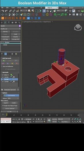 Real-Time Geometry Manipulation with the Boolean Modifier in 3ds Max #shorts #3dsmax #boolean