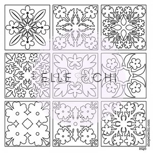 Hawaiian Quilt Patterns Printable Coloring Pages - 8 Pages With 9 Designs per Page (instant Download) - Etsy