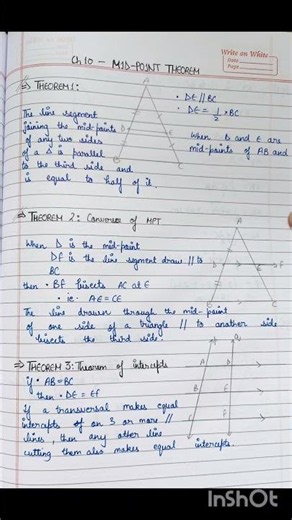 Mid Point Theorem| Class 9 Maths Chapter 10 | Easy Notes with Diagram |Converse & Intercepts Theorem