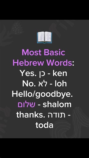 𝟒 𝐦𝐨𝐬𝐭 𝐛𝐚𝐬𝐢𝐜 𝐇𝐞𝐛𝐫𝐞𝐰 𝐰𝐨𝐫𝐝𝐬: The word for 'hello' and 'goodbye' also means PEACE. 𝐈 𝐬𝐡𝐚𝐫𝐞 𝐬𝐡𝐨𝐫𝐭, 𝐜𝐥𝐞𝐚𝐫 𝐇𝐞𝐛𝐫𝐞𝐰 𝐥𝐞𝐬𝐬𝐨𝐧𝐬 𝐥𝐢𝐤𝐞 𝐭𝐡𝐢𝐬 𝐞𝐯𝐞𝐫𝐲 𝐝𝐚𝐲. 𝐅𝐨𝐥𝐥𝐨𝐰 𝐦𝐲 𝐩𝐚𝐠𝐞: 𝐒𝐩𝐞𝐚𝐤 𝐇𝐞𝐛𝐫𝐞𝐰 𝐅𝐨𝐫 𝐑𝐞𝐚𝐥 𝐀𝐥𝐥 𝐦𝐲 𝐇𝐞𝐛𝐫𝐞𝐰 𝐛𝐨𝐨𝐤𝐬 𝐚𝐫𝐞 𝐧𝐨𝐰 𝐢𝐧 𝐨𝐧𝐞 𝐬𝐩𝐨𝐭!�𝐓𝐚𝐤𝐞 𝐚 𝐥𝐨𝐨𝐤 👉 tr.ee/AmazonRuti #learnhebrew #speakherewbforreal #hebrewteacher #hebrewlesson #hebrewtips #HebrewBooks #hello #goodbye #yes #no #tha