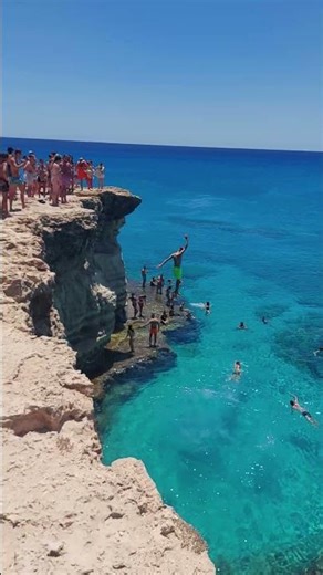 Will and Max cliff jumping Cyprus