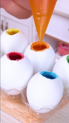 Mini Rainbow Egg Cake Recipe🌈 Tiny Dessert ASMR | Satisfying Miniature Sweets #shorts #asmr #mini
