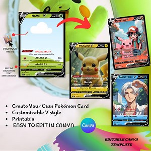 Custom Pokemon Card ,pokemon Card Vstyle Canva Template ,cards to Make Your Own Character, One Piece Tcg ,digital Downloads ,printable Cards - Etsy
