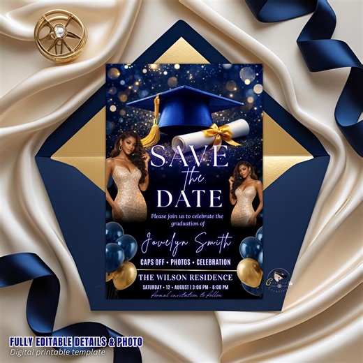 Graduation Save the Date Invitation, High School Grad Announcement Card With Photo Invite, Class of 2026 Flyer, Digital Printable Template - Etsy