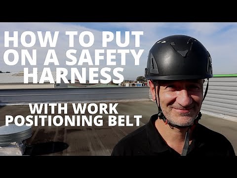 How to put on a harness with work positioning belt - Fall protection - Work at height
