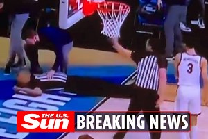 Scary moment Gonzaga-USC ref COLLAPSES on court during March Madness game