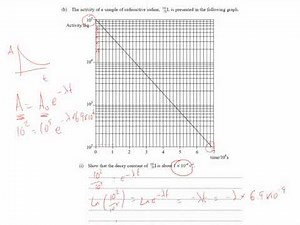 Nuclear - Worked Exam Question - Decay Constant, Log graph, Half Life, A-level Physics