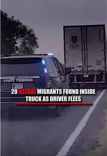 WATCH: DHS footage captures the chaotic takedown of a tractor-trailer near the southern border after authorities say 20 illegal migrants were found hidden inside the cab. Video shows the driver suddenly jumping out and running as DPS troopers, Border Patrol agents, and sheriff’s deputies move in around the truck on Interstate 35 in La Salle County. Officials say the migrants were concealed in the sleeper area behind the driver’s seat. The suspect, identified as John David Amaya, was arrested and