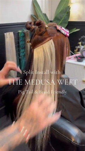 Split 2-Color Medusa Weft Install – Pigtails & Braids Are a MUST! 🔥