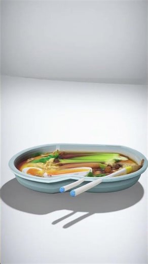 Stylized Cartoon Bowl with Colorful Food