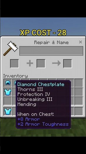 Maxing out diamond chestplate with least XP as possible #2